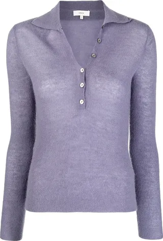 Polo-Collar Knitted Top