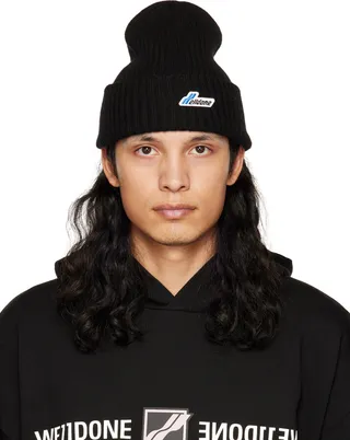 We11done Black Patch Beanie