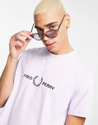 Fred Perry embroidered t-shirt in lilac