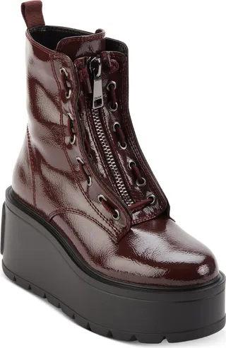 Harli Womens Laceless Flatform Combat & Lace-up Boots