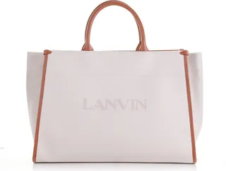 Leather Tote Bag With Logo Print