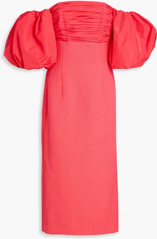 Caitlin off-the-shoulder taffeta-paneled cloqué midi dress