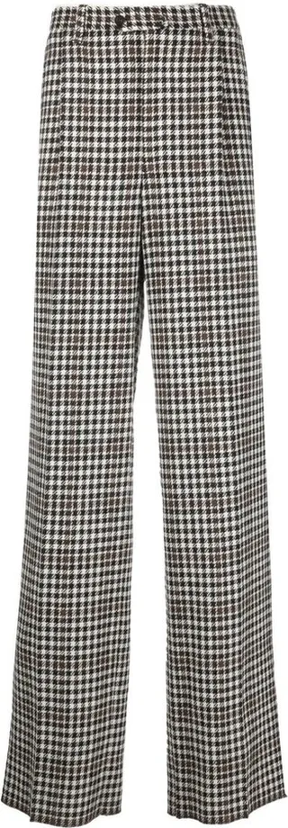 Straight-Leg Houndstooh-Print Trousers