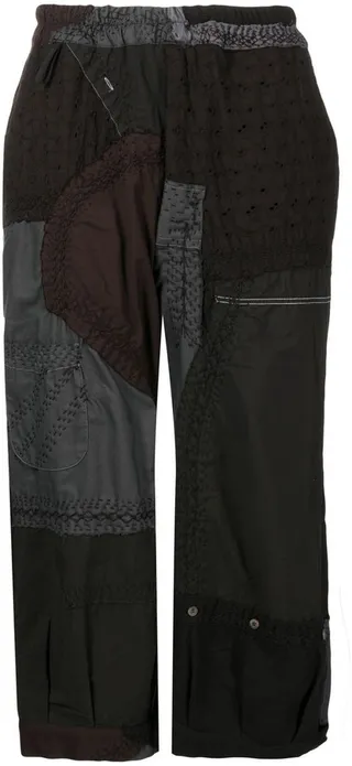 Patchwork Slip-On Cropped Trousers