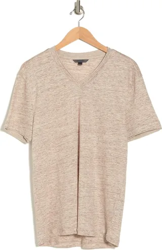 Regular Fit V-Neck Short Sleeve Linen T-Shirt