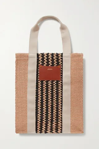 Isabel Marant - Puebla Leather And Twill-trimmed Striped Straw Tote - Neutrals