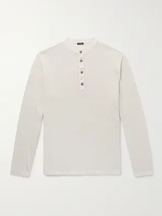 Cotton and Cashmere-Blend Jersey Henley T-Shirt