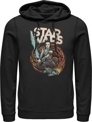 Men's Star Wars: The Rise of Skywalker Rey Retro Swirl Pull Over Hoodie - Black - 3X Large