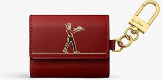 Womens Red Diabolo de Logo-embossed Gold-toned Metal and Leather Keyring