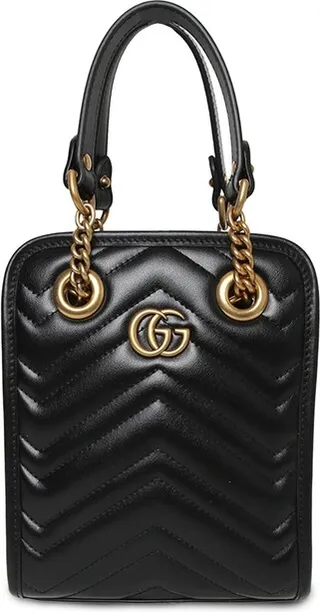 Love Parade Chevron Matelasse Marmont Shoulder Bag Black