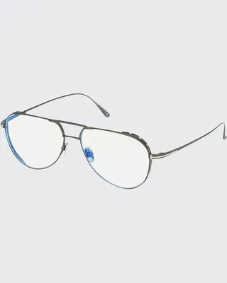 Men's Titanium Aviator Blue-Block Optical Frames