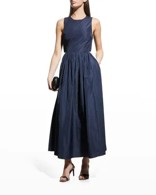 Ruched Cutout Taffeta Dress