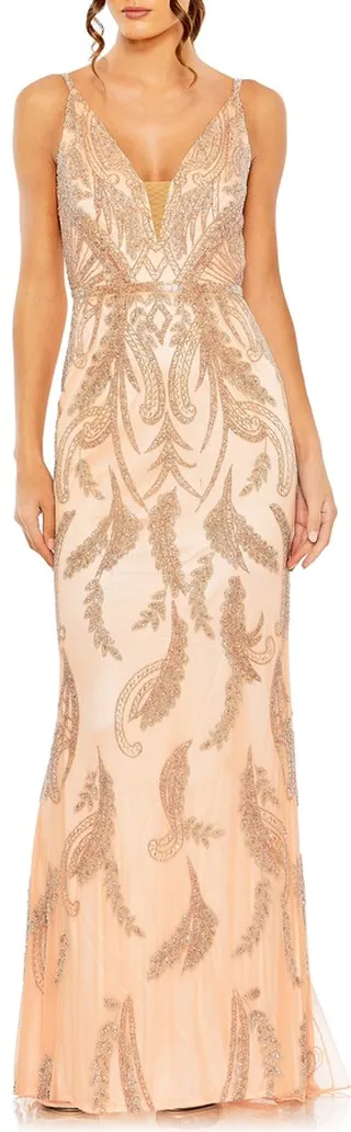 Sequin Embellished Sheath Gown