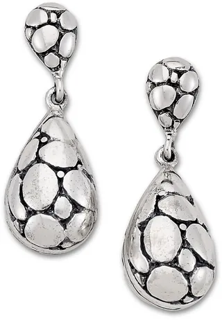Stainless Steel Pebble Design Drop Earrings