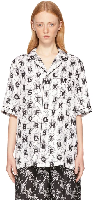 Burberry SSENSE Exclusive White Mythical Alphabet Silk Short Sleeve Shirt
