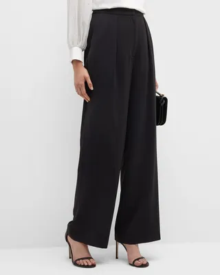 Tailored Wide-Leg Chiffon Pants