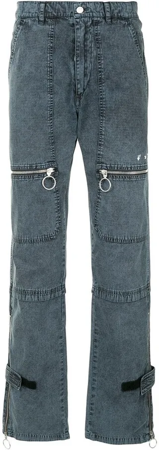 Zip-Detail Straight-Leg Trousers