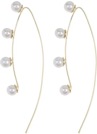18K Yellow Gold Clad Shell Pearl Threader Earrings