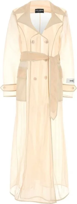 Dolce & Gabbana Kim Sheer Floor-Length Belted Trench Coat