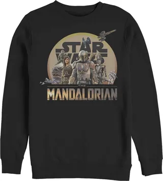 Men's Star Wars The Mandalorian Character Collage Sweatshirt - Black - X Large