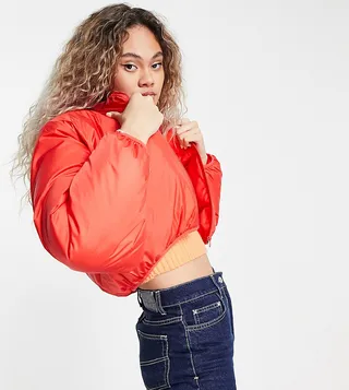 COLLUSION cropped bomber jacket in pink