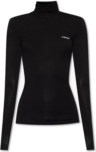 Logo Printed Turtleneck Top