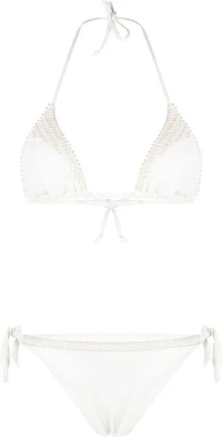 Pearl-Detail Bikini Two-Piece Set