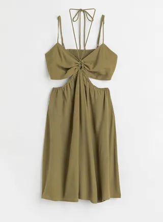 Halter Neck Ruched Back Dress