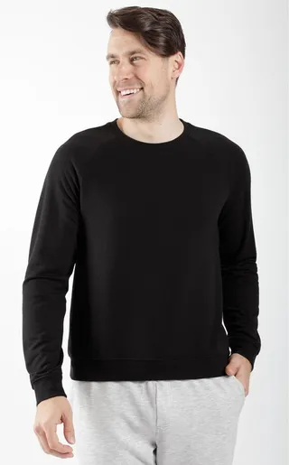 90 Degree By Reflex Mens Athletic Fit Long Sleeve Crew Basic Tee - Black X Large