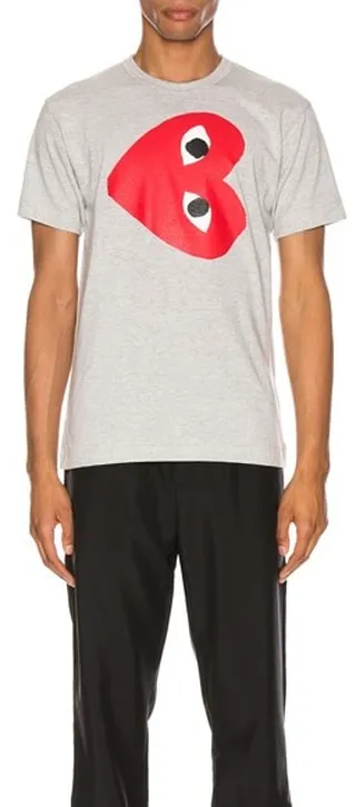 COMME des GARCONS PLAY Sideways Heart Logo Tee in Gray