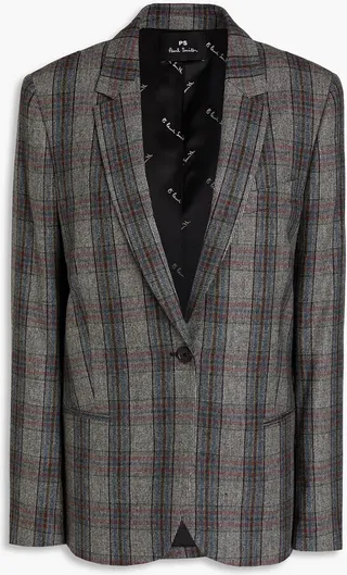 Prince of Wales checked woven blazer
