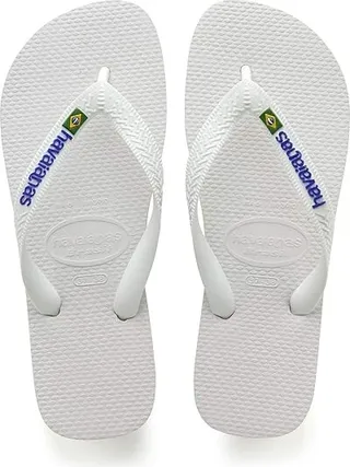 Havaianas Brazil Logo Unisex Flip Flops (White) Women's Sandals