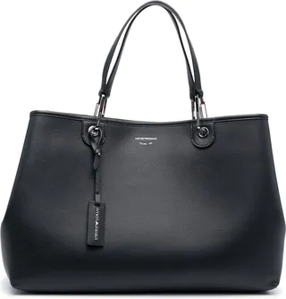 Logo-Charm Leather Tote Bag
