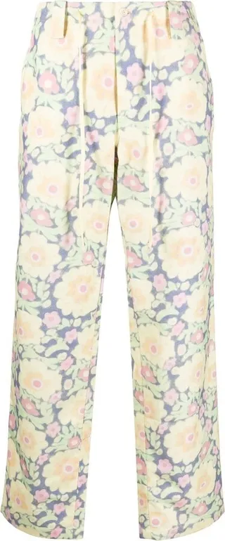 Floral-Print Straight-Leg Trousers