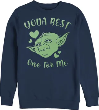 Men's Star Wars Valentine's Day Yoda Best One for Me Sweatshirt - Navy Blue - X Large