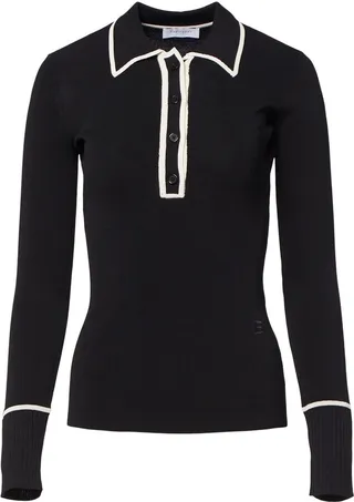 Contrast-Trim Long-Sleeve Polo