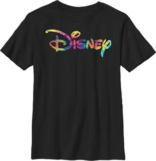 Boy's Disney Tie-Dye Logo T-Shirt - Black - Large