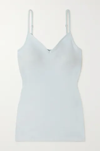 Hanro - Satin-trimmed Mercerized Cotton-jersey Camisole - Blue