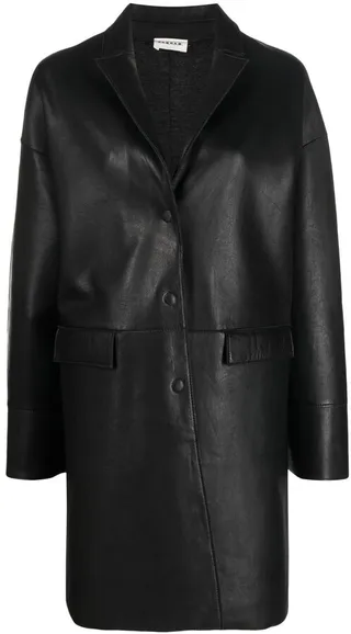Single-Breasted Leather Coat