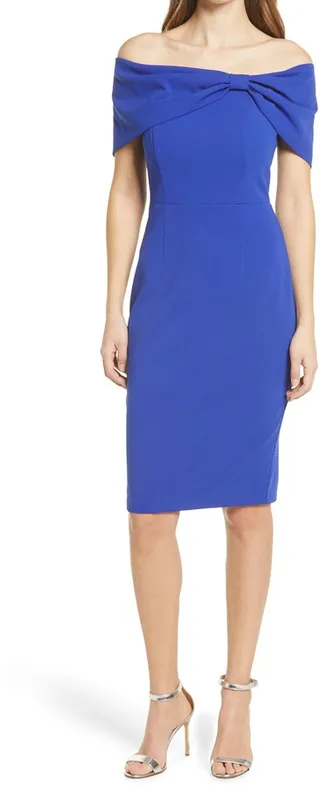 Off the Shoulder Sheath Cocktail Dress