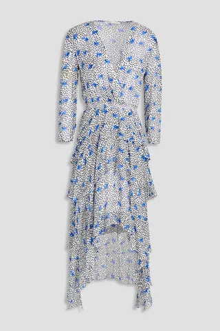 Wrap-effect floral-print georgette mini dress