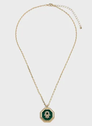 Hamsa Rhinestone Enamel Pendant Necklace