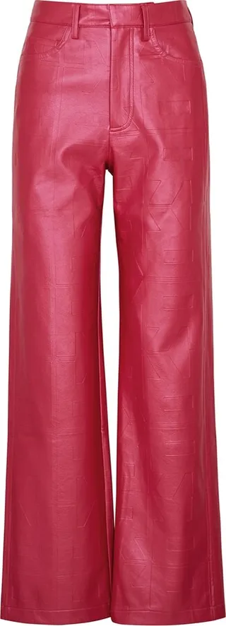 Rotate Birger Christensen Logo-embossed Faux Leather Trousers