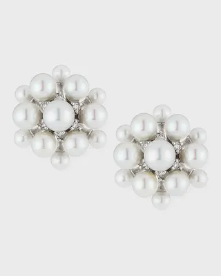 18k White Gold Pearl & Diamond Orbit Earrings