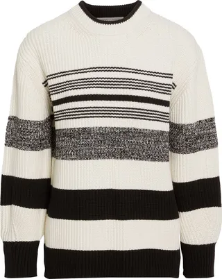 Lofty striped ribbed cotton and cashmere-blend sweater