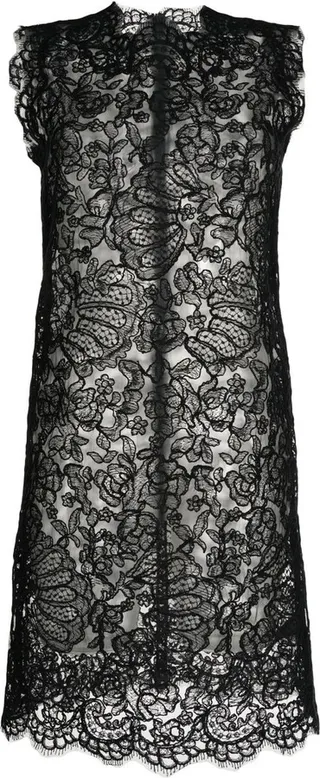 Lace Construction Midi Dress