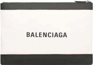 Logo-Print Zipped Clutch Bag