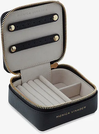 Womens Black Monogram Square Leather Jewellery box