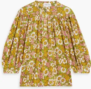 Aline floral-print cotton-georgette blouse