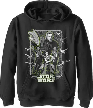 Boy's Star Wars The Last Jedi Rebel Frame Pull Over Hoodie - Black - Medium